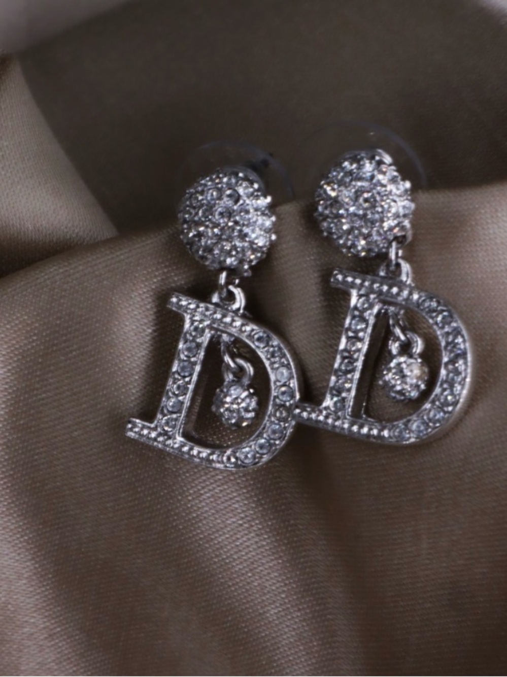 Dior Silver Crystal 'D' Drop Earrings 💫 - Picture 3 of 8